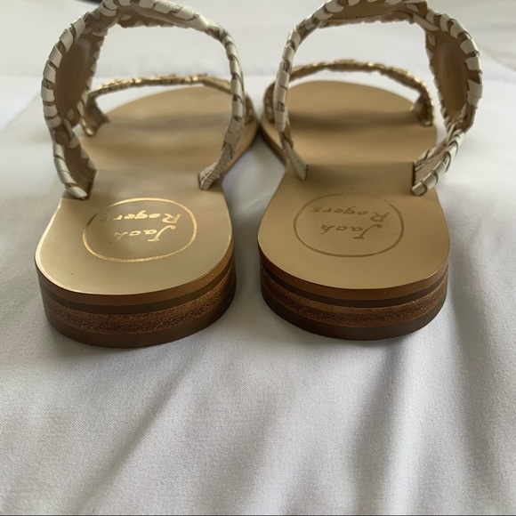 JACK ROGERS White & Gold Lauren Sandal - Picture 9 of 15